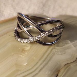 Vintage Sterling Silver Zircon Ring  signed IBB CN  7-1/2 2.8g